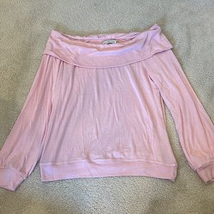 Abercrombie & Fitch Off-the-Shoulder Pink Sweater